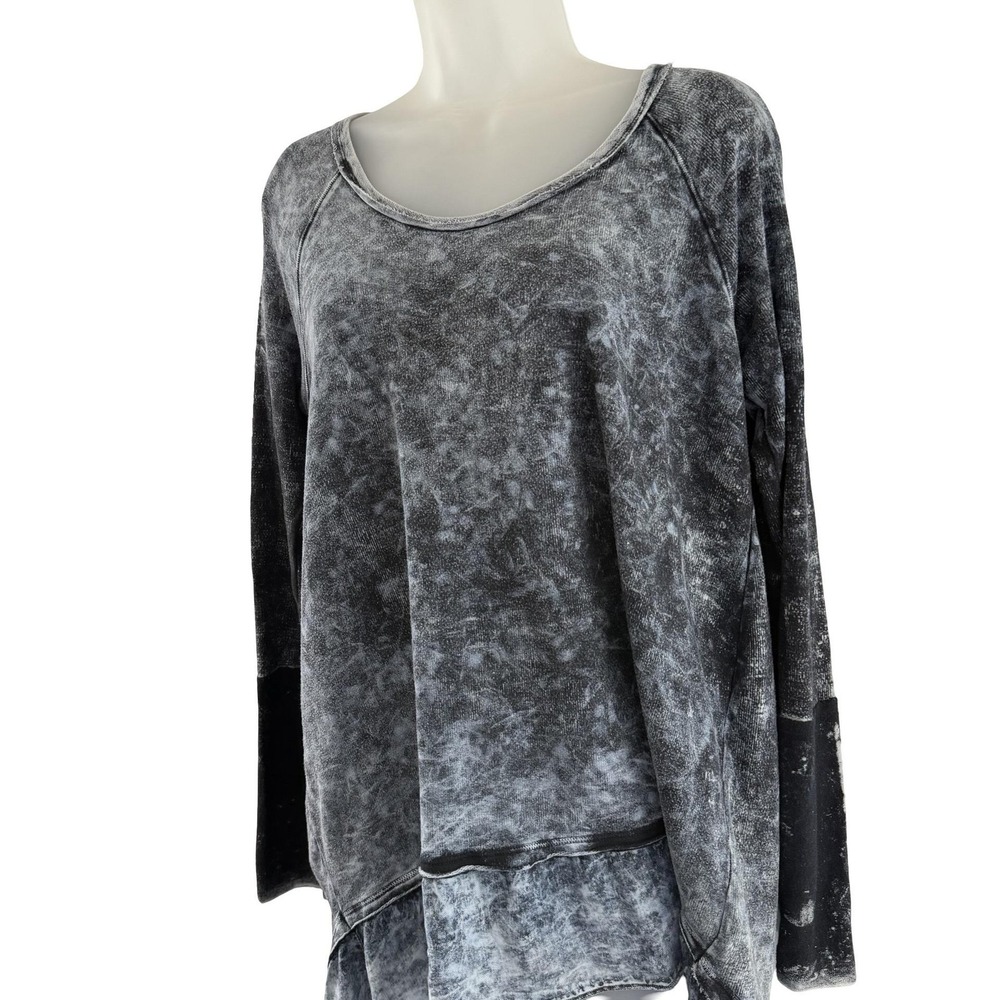 Sloane Rouge Sweater Womens Medium Gray Black Mineral Wash Long Sleeve Tunic Top - Picture 2 of 14